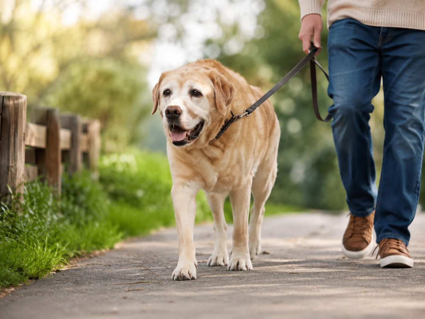 Senior dog walking for joint and mobility wellness