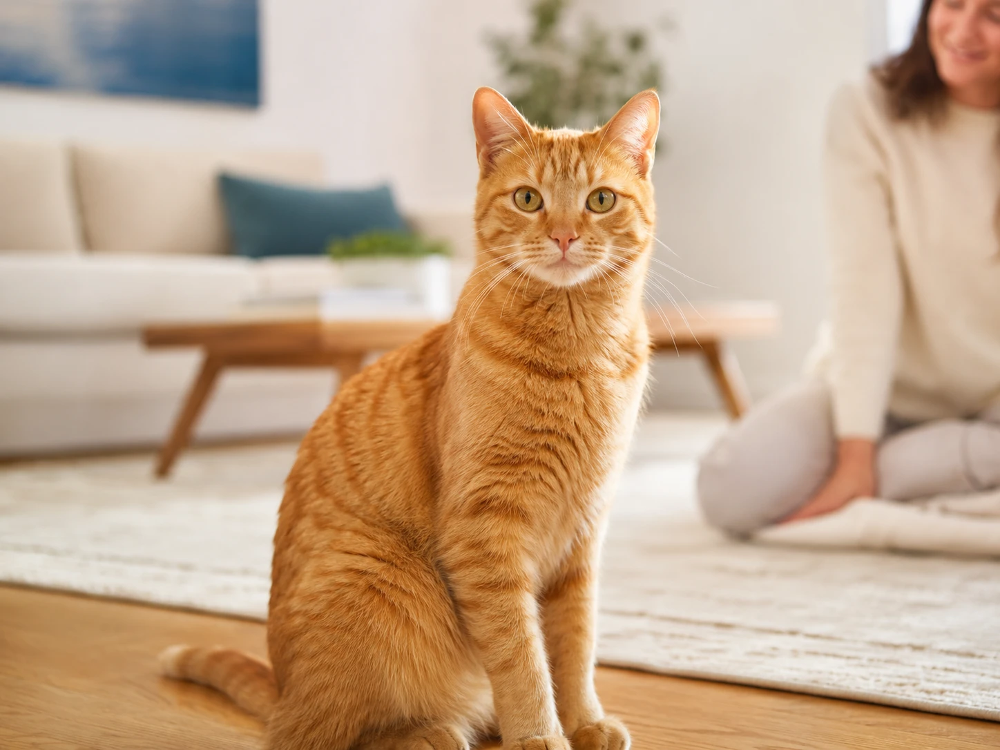 Healthy orange cat for multivitamin and general nutrition